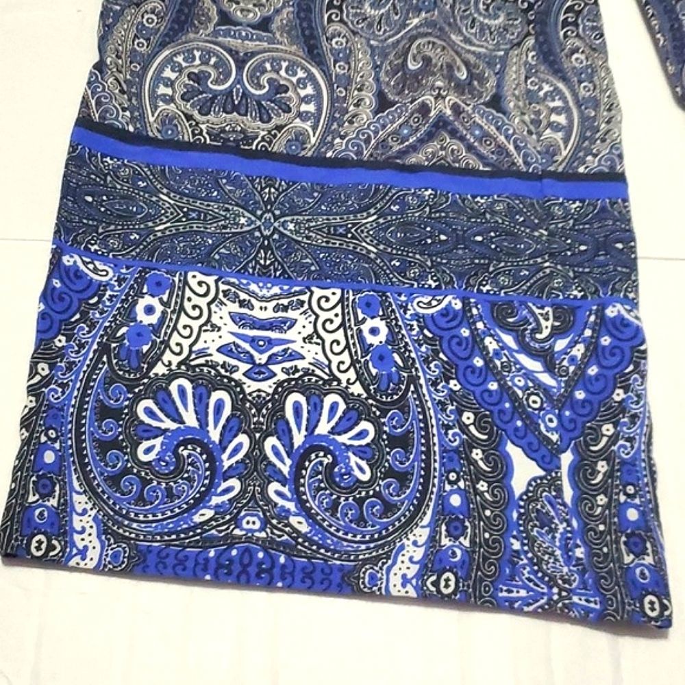 Cynthia Rowley Navy Boho Hippie Print Wide Leg Pull On Palazzo Pants L - Picture 8 of 10